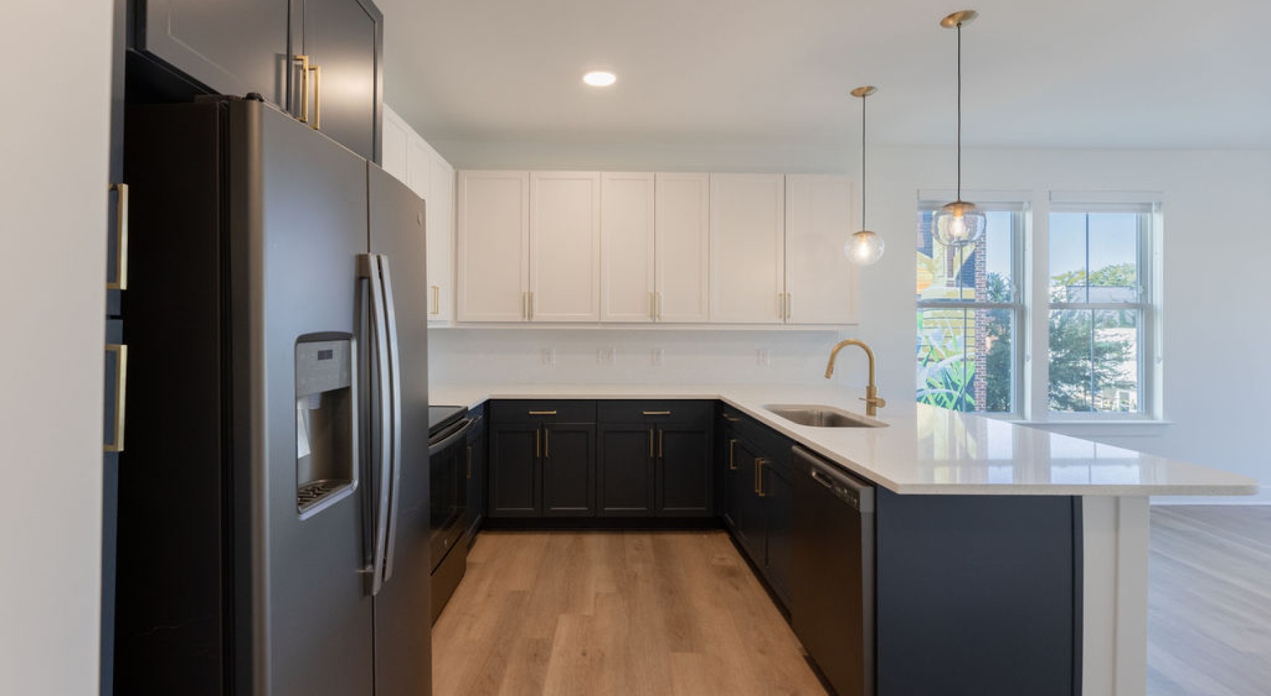 kitchen with wooden flooring