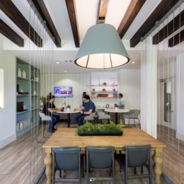 lounge with colorful decor