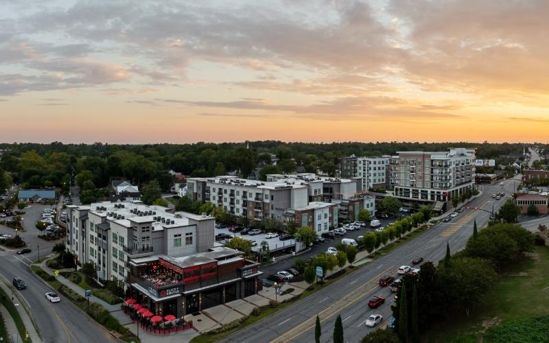 a city with many buildings and streets